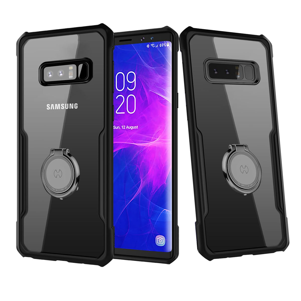 Shbdzgs For Samsung Galaxy Note 8 Phone Case, Kickstand With 360Ring Holder | Support Car Mount Shockproof Protective, Slim Clea