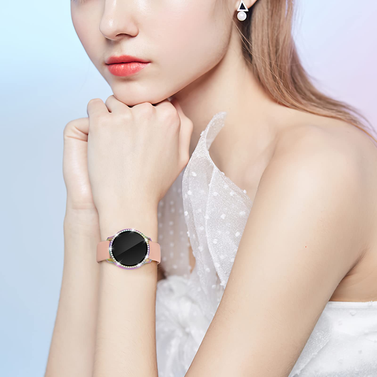 Geak 2 Pack Compatible With Samsung Active 2 Watch Case 40Mm, Pc Plating Protective Frame Hd Screen Protector With Crystal Diamo