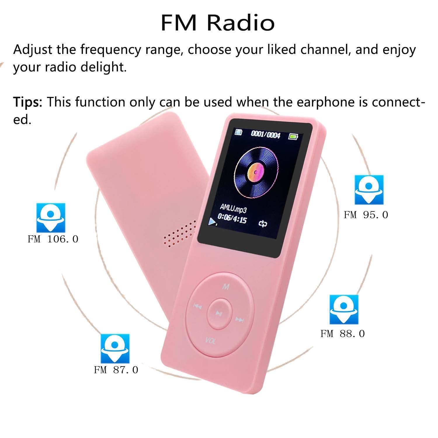 Mp3 Player 32Gb With Speaker Earphones Portable Music Player For Kids Support Fm Radio Voice Recorder E Book Support Up To 128Gb