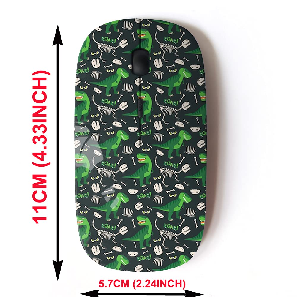 2.4G Wireless Mouse With Cute Pattern Design For All Laptops And Desktops With Nano Receiver   Rex Dino Bones Roar