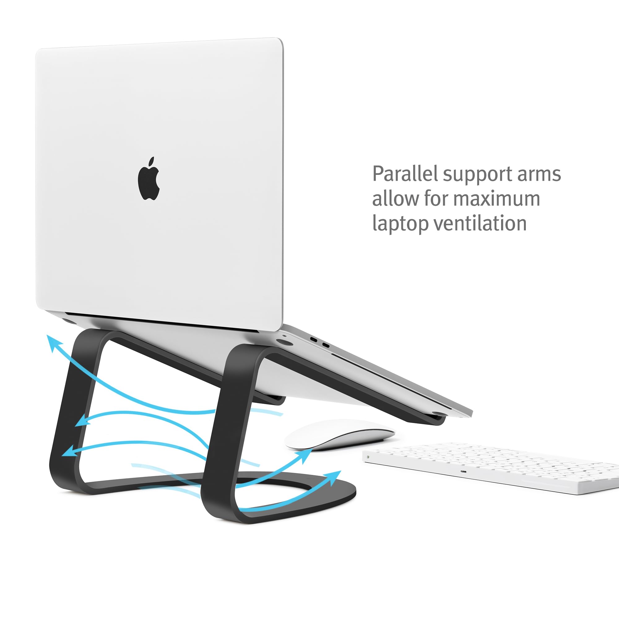 Twelve South Curve For Macbooks And Laptops | Ergonomic Desktop Cooling Stand For Home Or Office (Matte Black) , 10 X 10.5 X 6 I