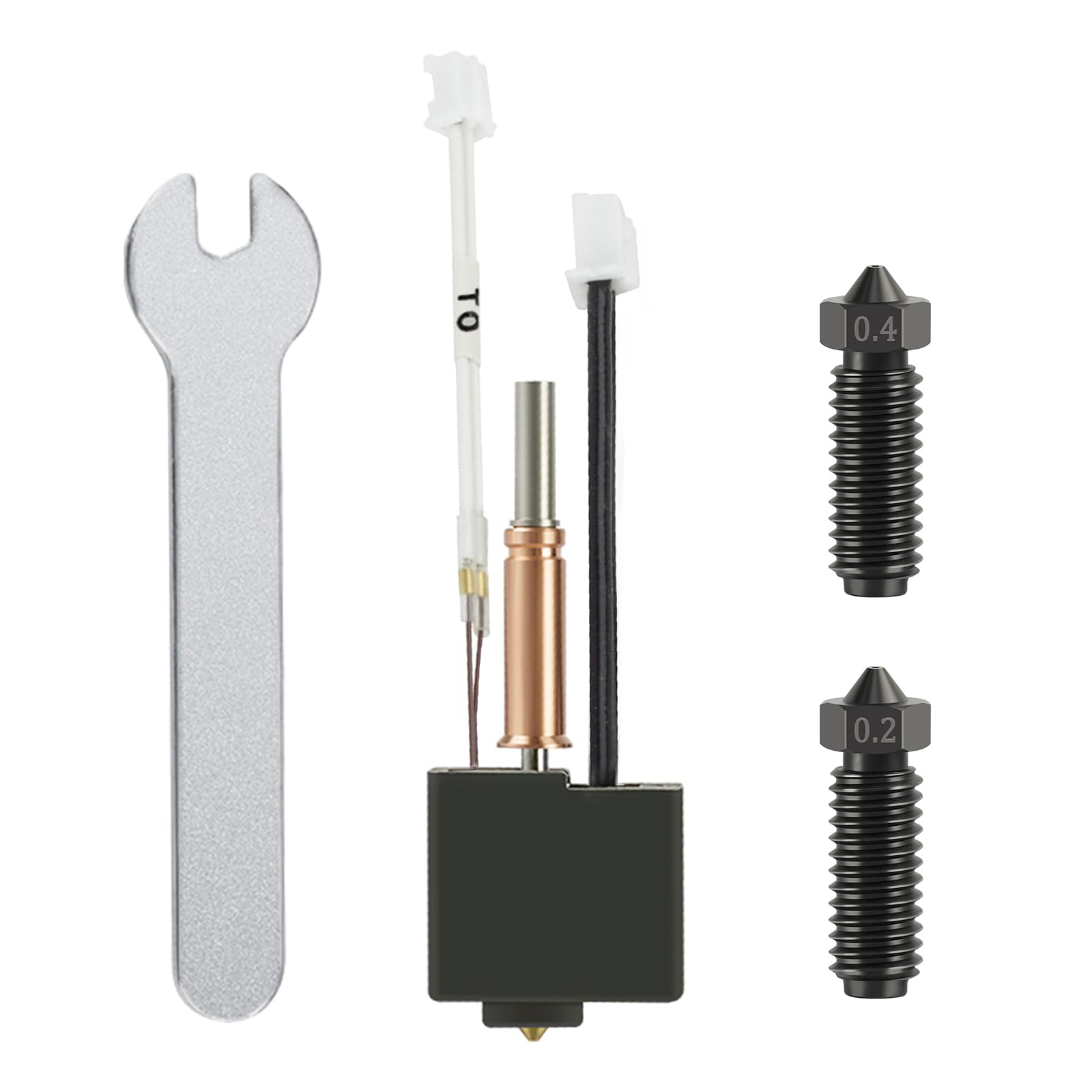 Hikudiy Kobra 3 Combo Hotend, Extruder Print Head Kit Heater Block Heating Tube Thermistor With Extra 0.2Mm 0.4Mm Hardened Steel