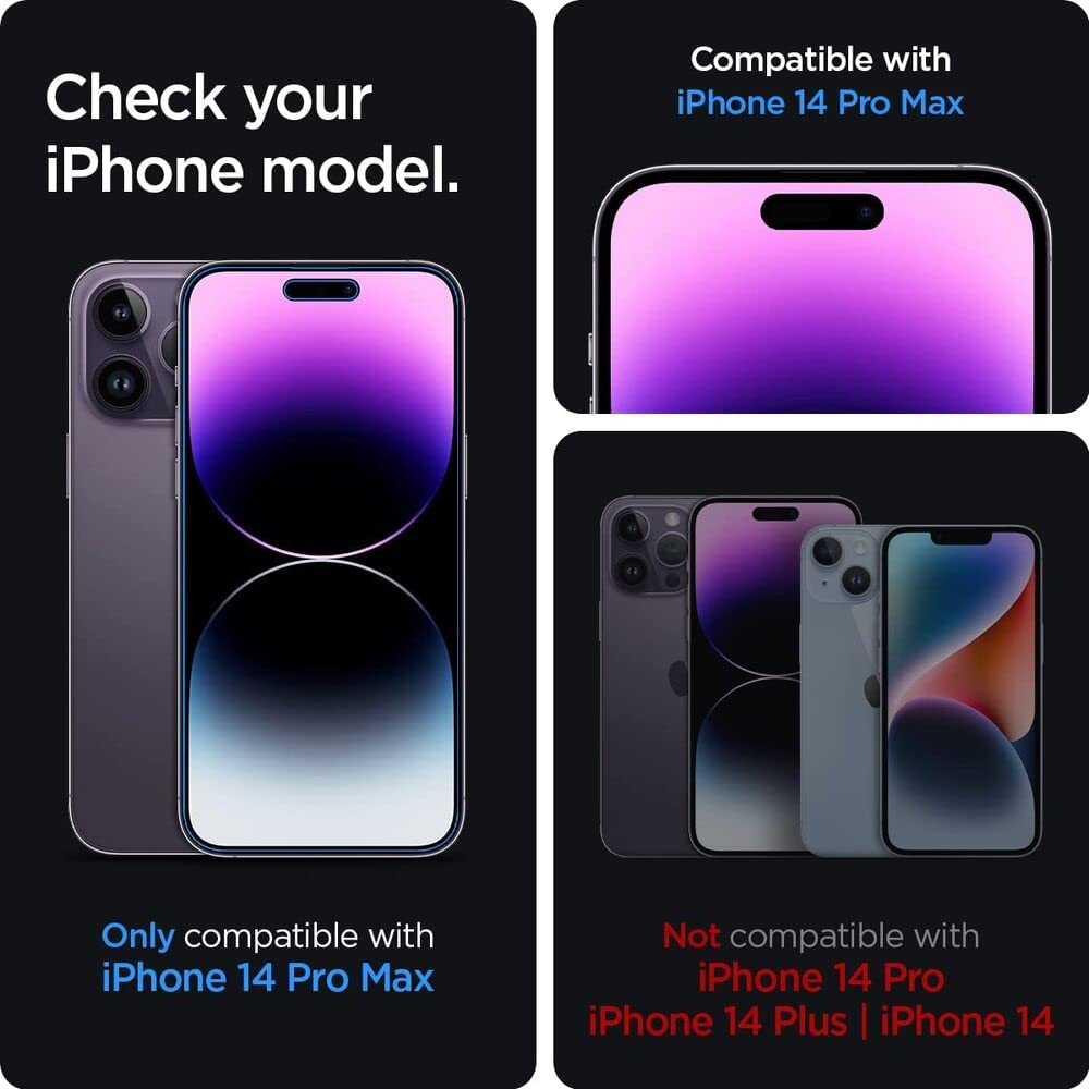 Spigen Tempered Glass Screen Protector Glastr Ez Fit   Privacy] Designed For Iphone 14 Pro Max Case Friendly]   2 Pack