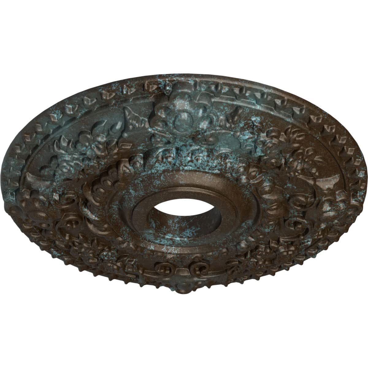 Ekena Millwork Cm18Robbs Rose Ceiling Medallion, Bronze Blue Patina