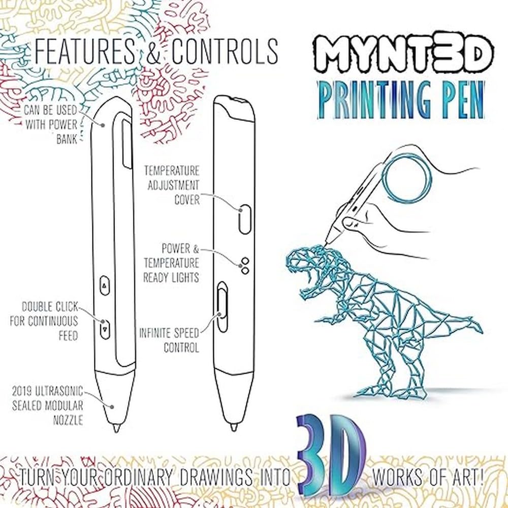 Mynt3D Super 3D Pen, 1.75Mm Abs And Pla Compatible 3D Printing Pen