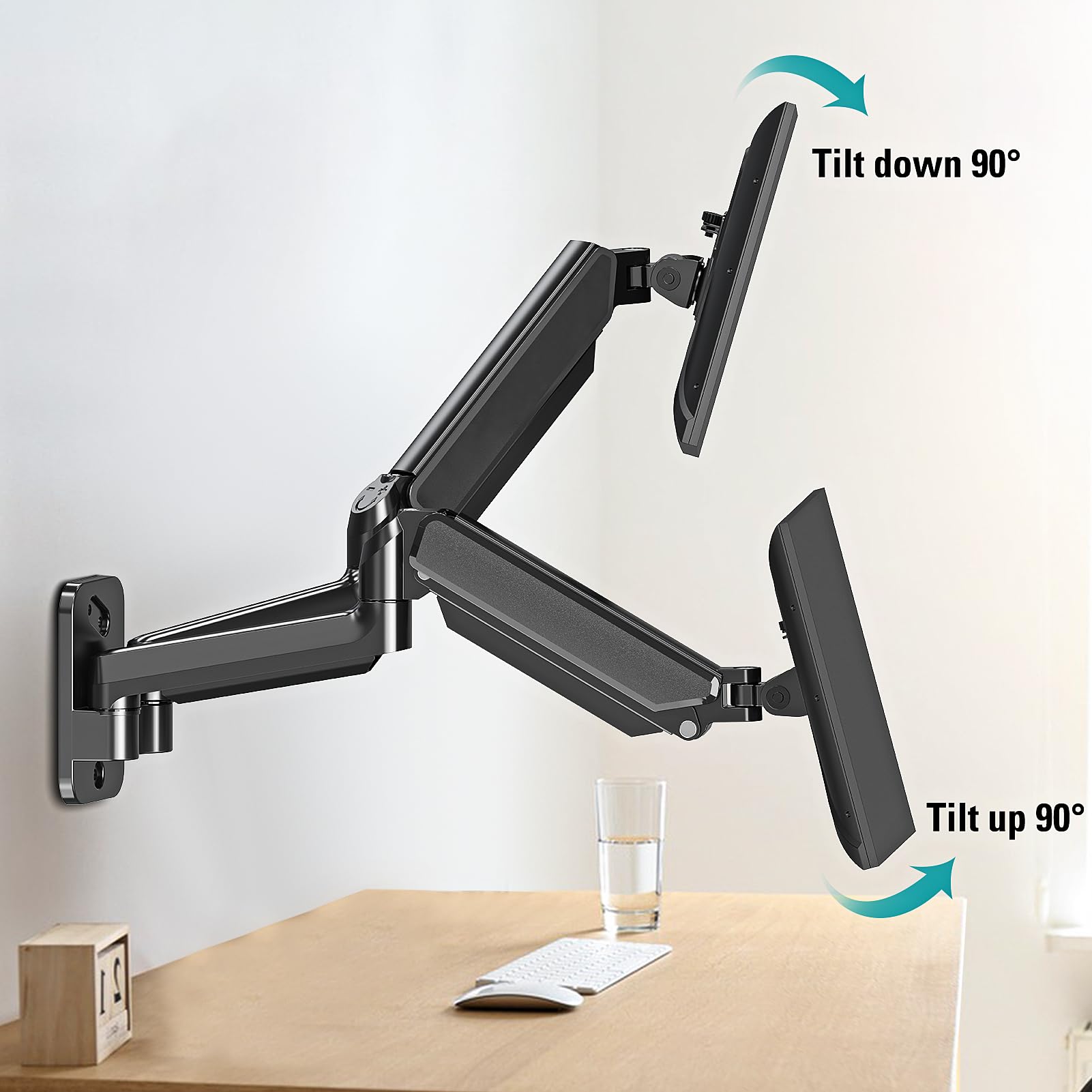 Ergofocus Dual Monitor Wall Mount For 13 To 32 Inch Computer Screens, Monitor Mounts For 2 Monitors Holds Up To 19.8Lbs Each,Ful