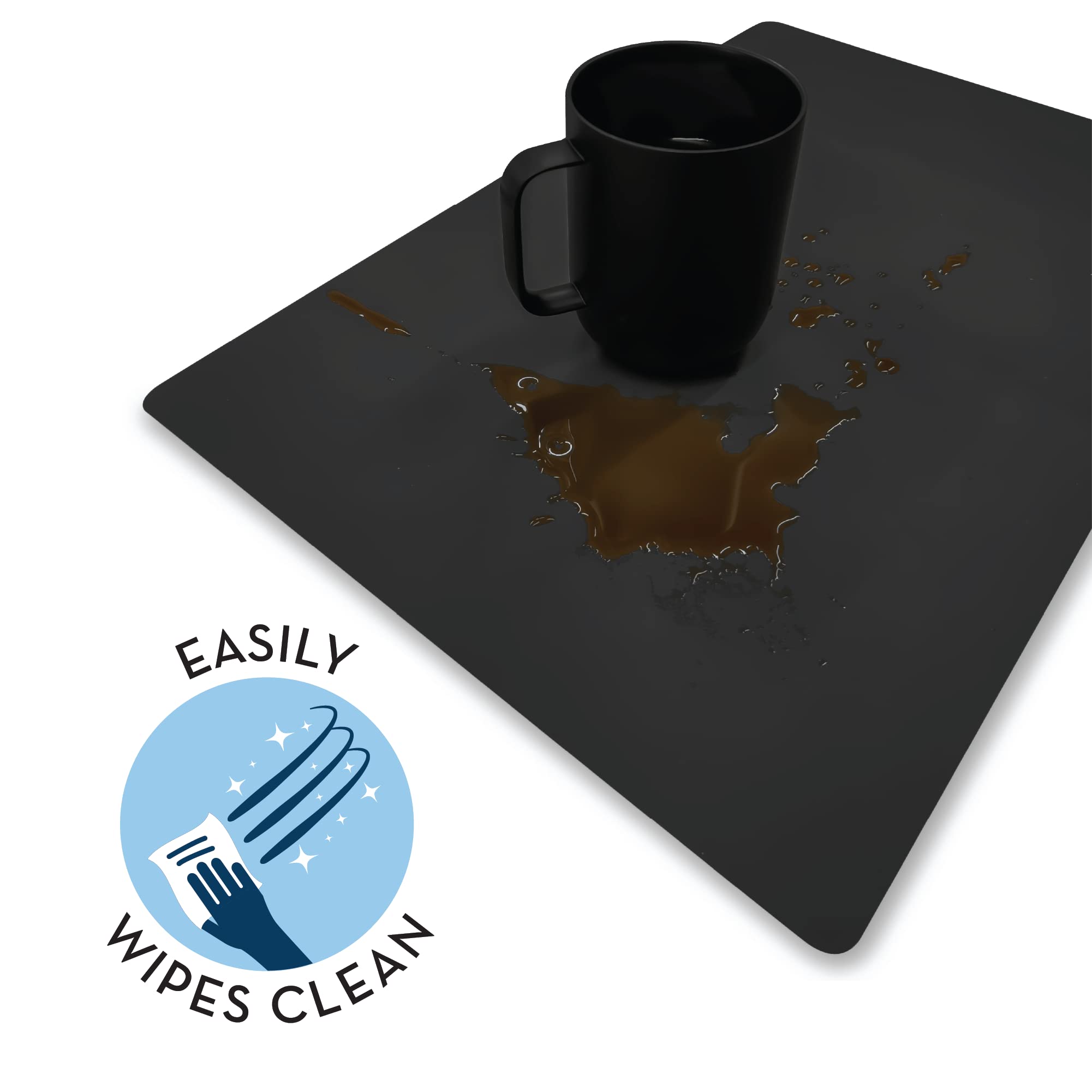 S&T Inc. Coffee Mat, Silicone Mat For Coffee Maker And Espresso Machine, Coffee Maker Mat For Countertops, Silicone Black, 12 In