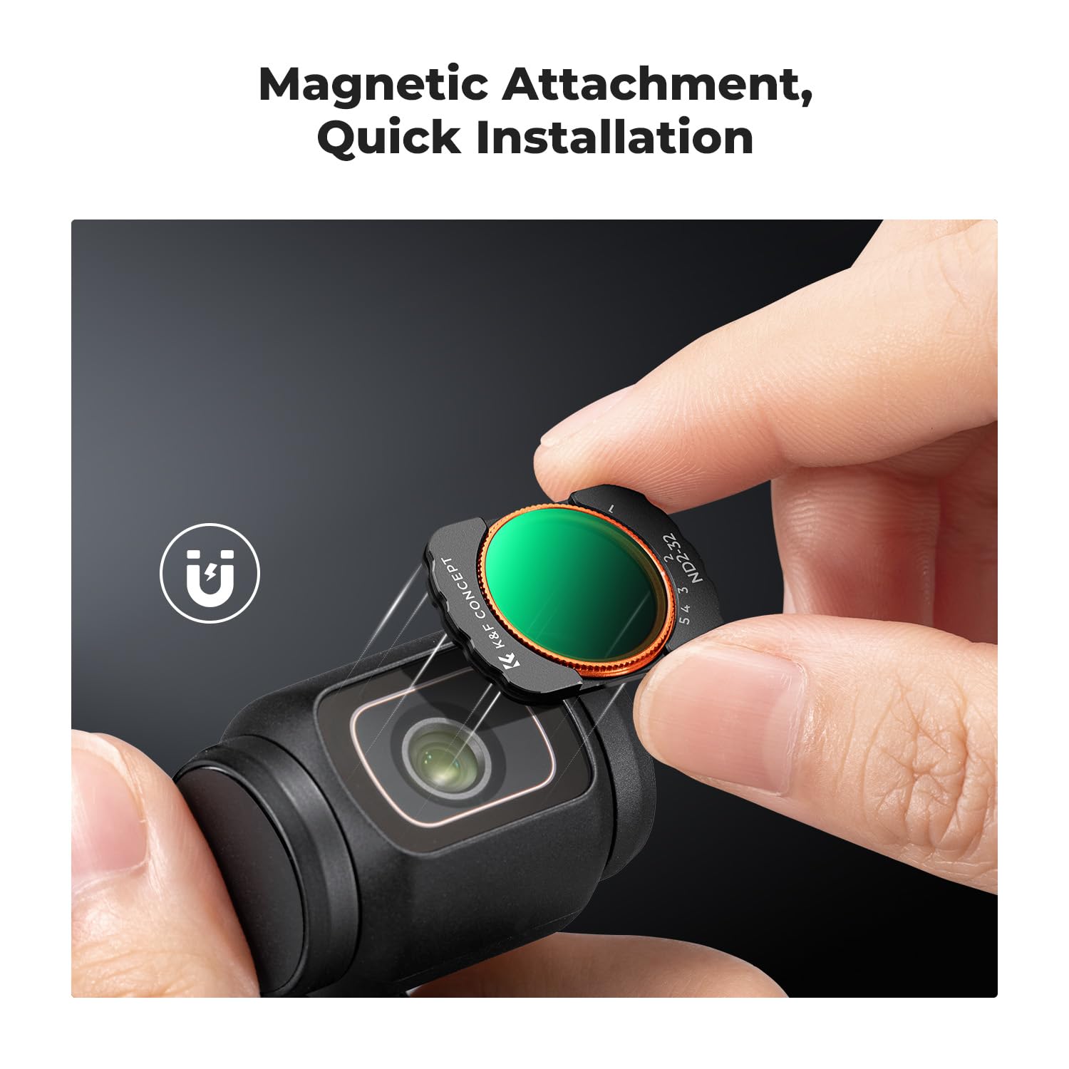 K&F Concept Magnetic Filter Set for DJI Osmo Pocket 3 CPL ND2-32 Black Diffusion 1/4 HD Optical Glass