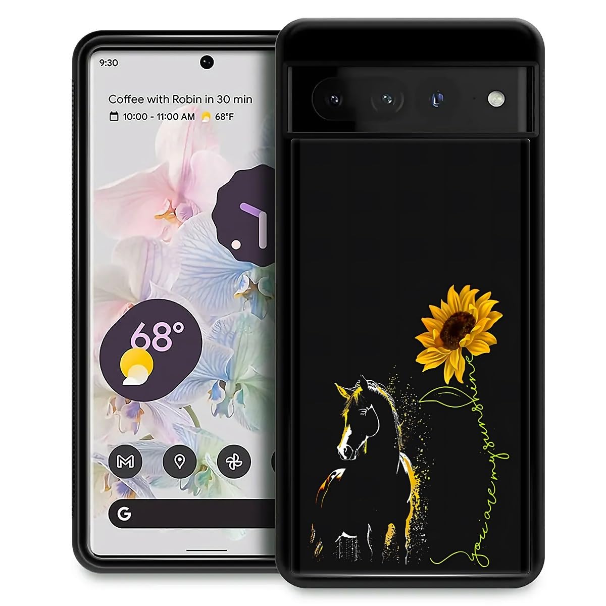 Fkbrcl4U For Google Pixel 7 Pro Case, Horse Sunflower Yellow Sunshine Pattern Graphic Design Girl Boy Soft Silicone Hard Acrylic