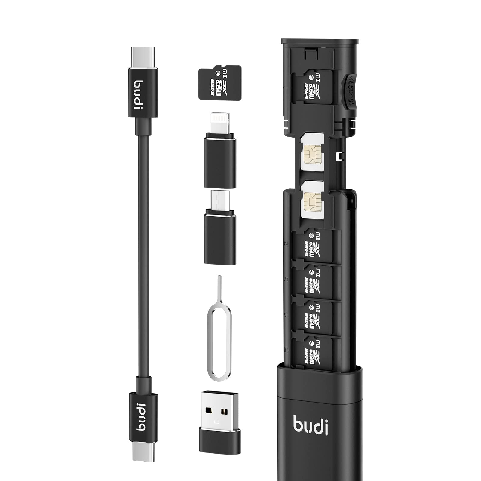 Budi Multifunctional 9 In 1 Data Cable With Usb Type C Card Reader Micro Sd Memory Card High Speed Card Reader Adapter Suitable 