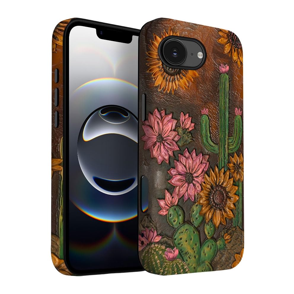Yuzbira for iPhone 16E Case | Cactus Sunflower | Slim Drop Protection Design