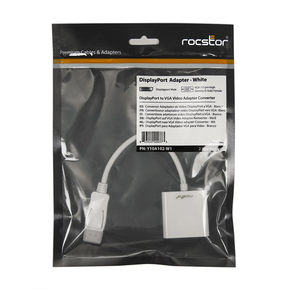Rocstor Displayport To Vga Video Adapter Converter (Y10A102-W1),White