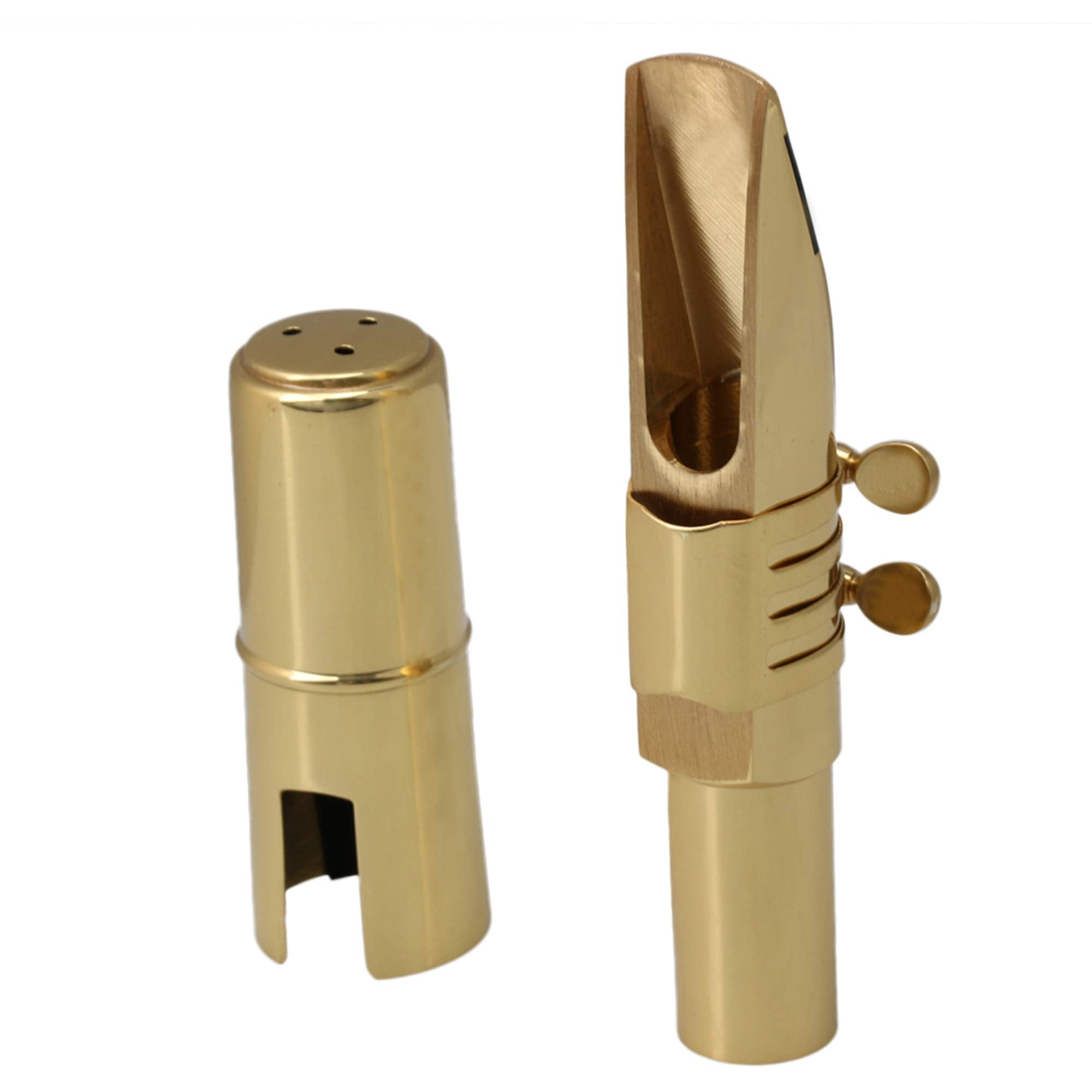 Yibuy Brass Baritone Sax Mouthpiece With Ligature & Cap #6 Golden