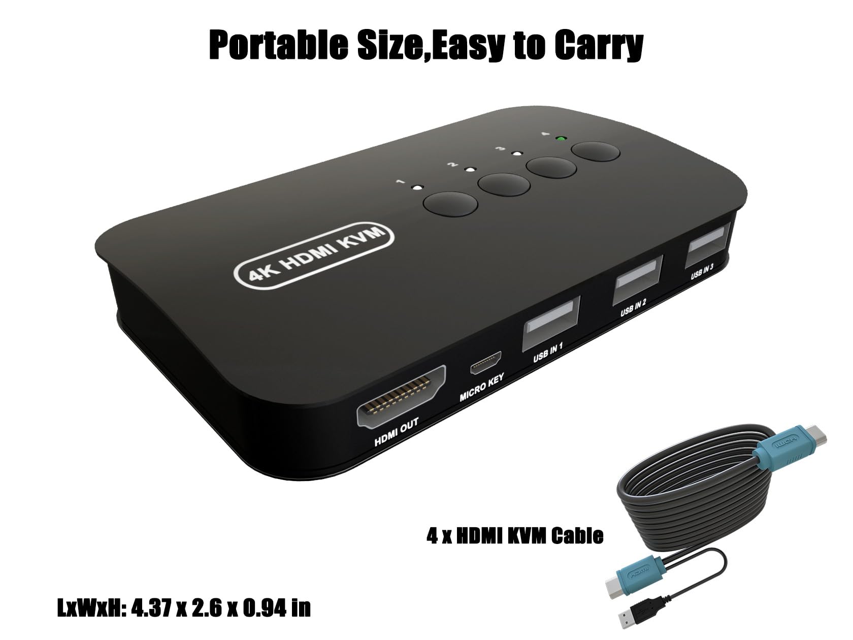 Hdmi Kvm Switch 4 Port   Kvm Switch 4 Computers   Usb Kvm Switch For 4 Computers Share Keyboard Mouse Printer,Flash Drive,Hd Mon