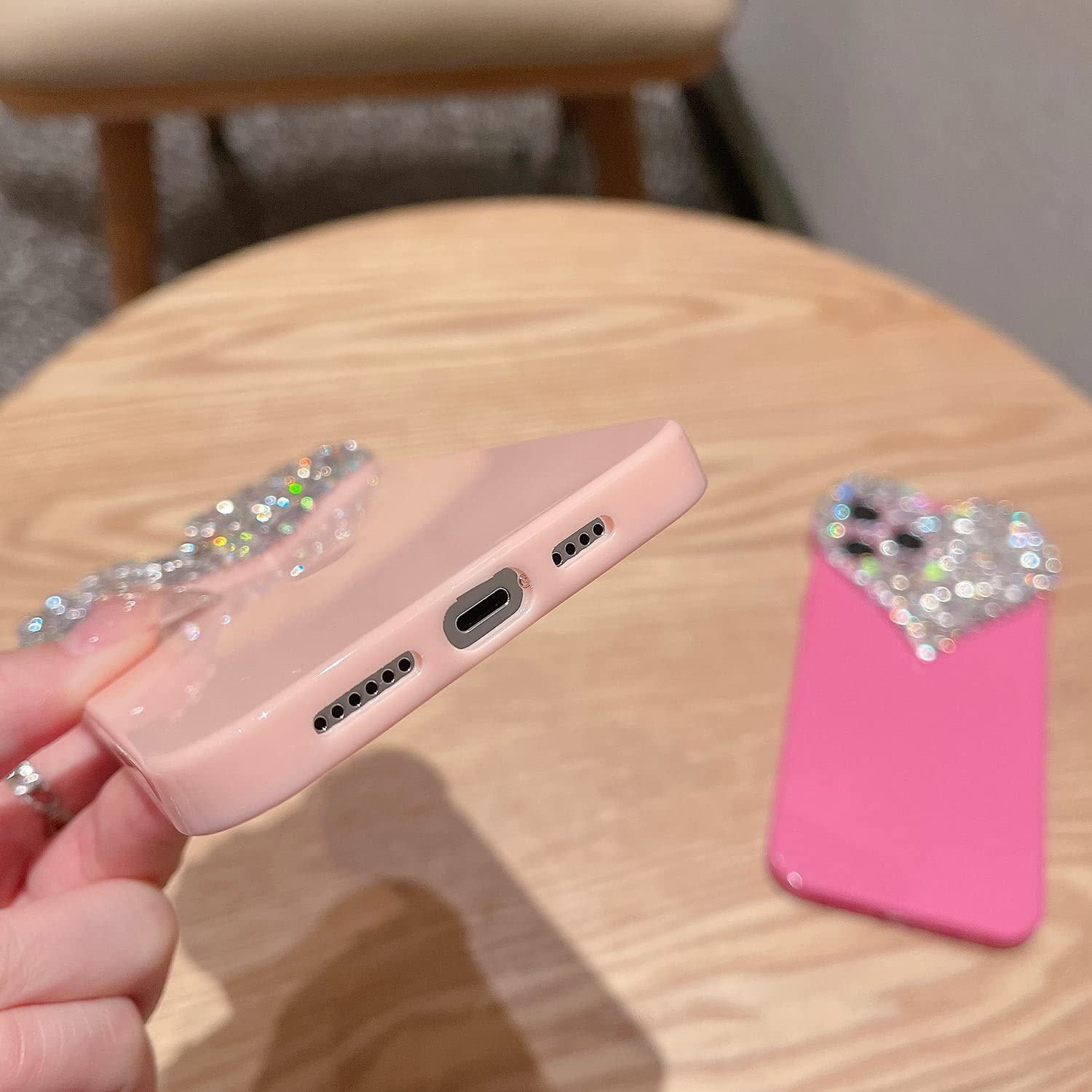 Enytdmo Cute Iphone 11 Case 3D Glitter Sparkle Bling Case For Women Girls, Pretty Rhinestone Diamond Cute Aesthetic Heart Gems S