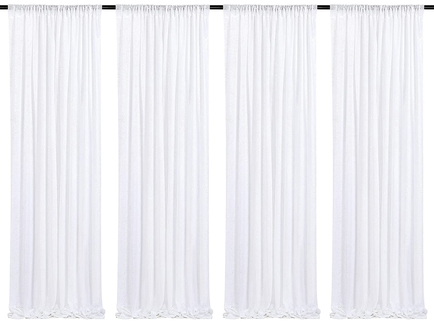 Poise3Ehome White Sequin Backdrop Curtain, 4 Panels White Sequin Backdrop, 2Ftx8Ft Sequin Curtains For Party Wedding Sequence Ba