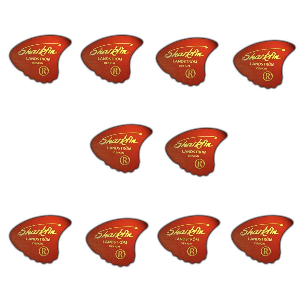 The Original Legendary Landstrom Design From Sweden Sharkfin Guitar Picks 10 Pack Red Goldprint Soft