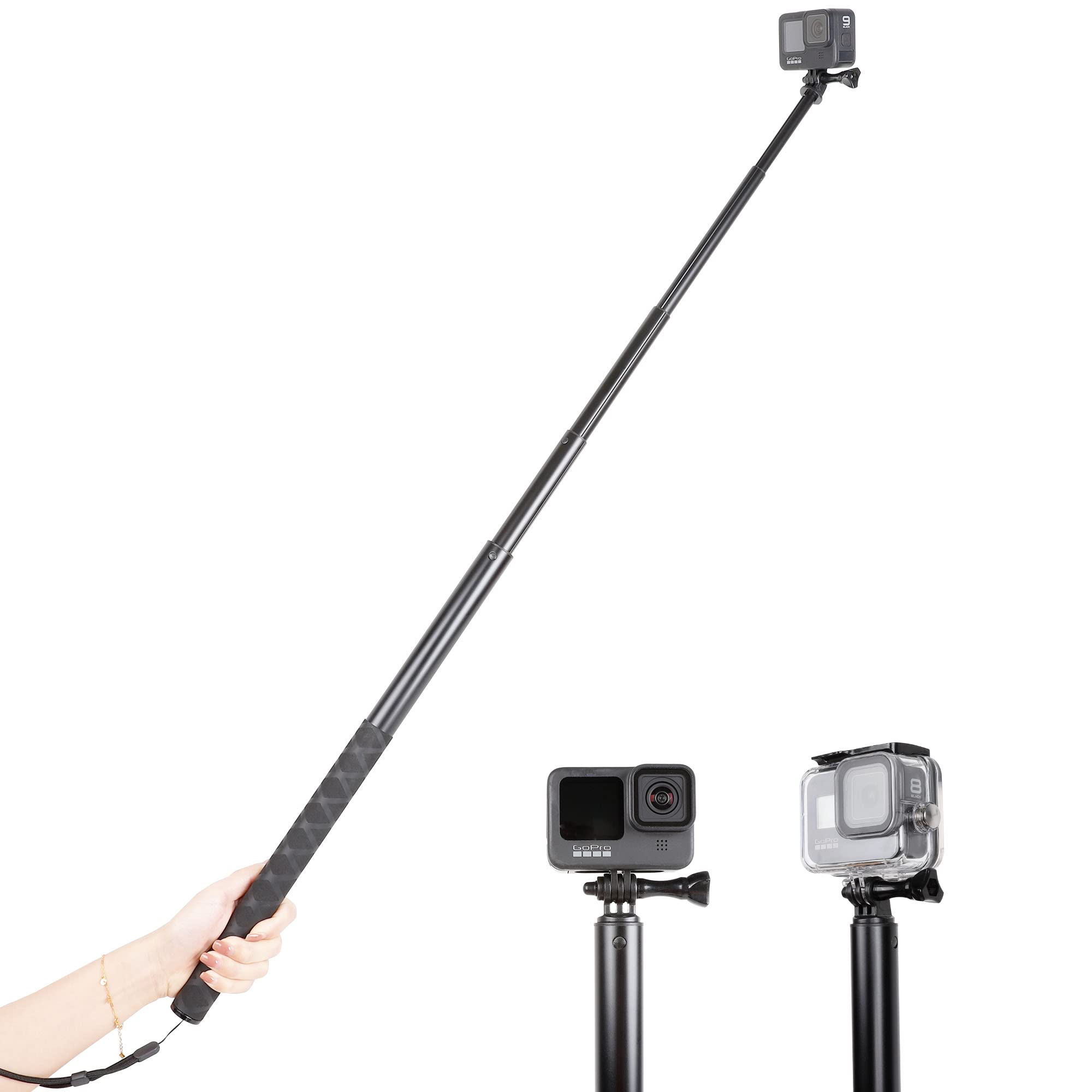 79Inch Long Selfie Stick For Gopro 13/12 11 10 9 8 7 6 5 Blcak 4 Silver Go Pro Max Session, Dji Osmo Action 5 4 3 2,Akaso,Insta360 One Rs R Cameras, 45 200Cm Extendable Pole Monopod