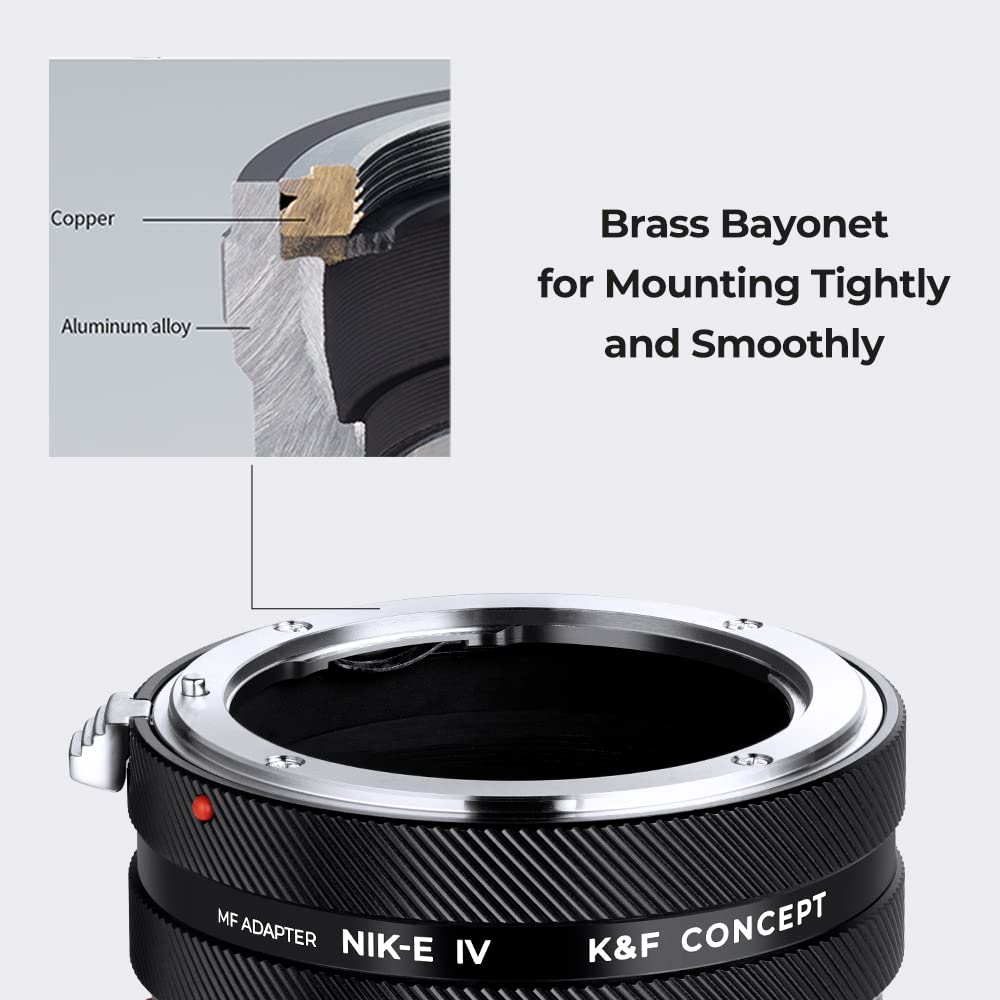 K&F Concept Lens Mount Adapter Nik Nex Iv Manual Focus Compatible With Nikon F Lens And Sony E Mount Camera Body