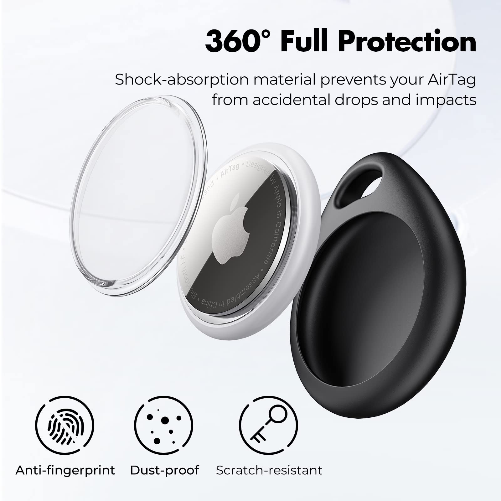 Unbreakcable Apple Airtag Holder With Strap  4 Pack [Fit Tightly Design] [Easy To Install] [Hold Air Tag Securely] Waterproof Tp