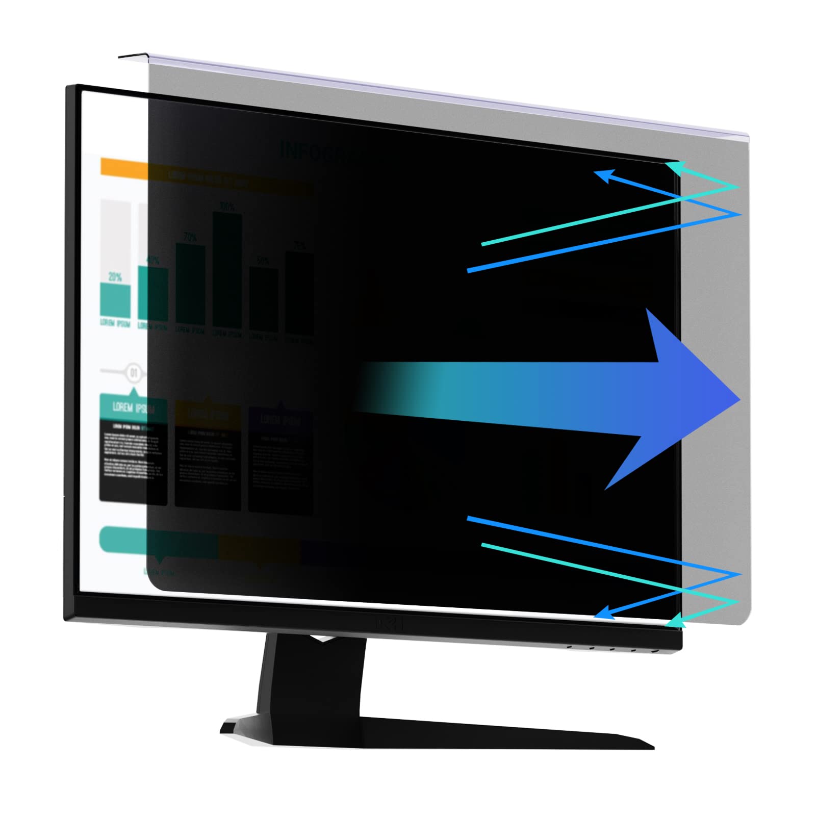 Computer Privacy Screen Protector For 27 Inches Monitor Anti Blue Light 16:9 Widescreen Filter Hanging Type Anti Scratch Easy In