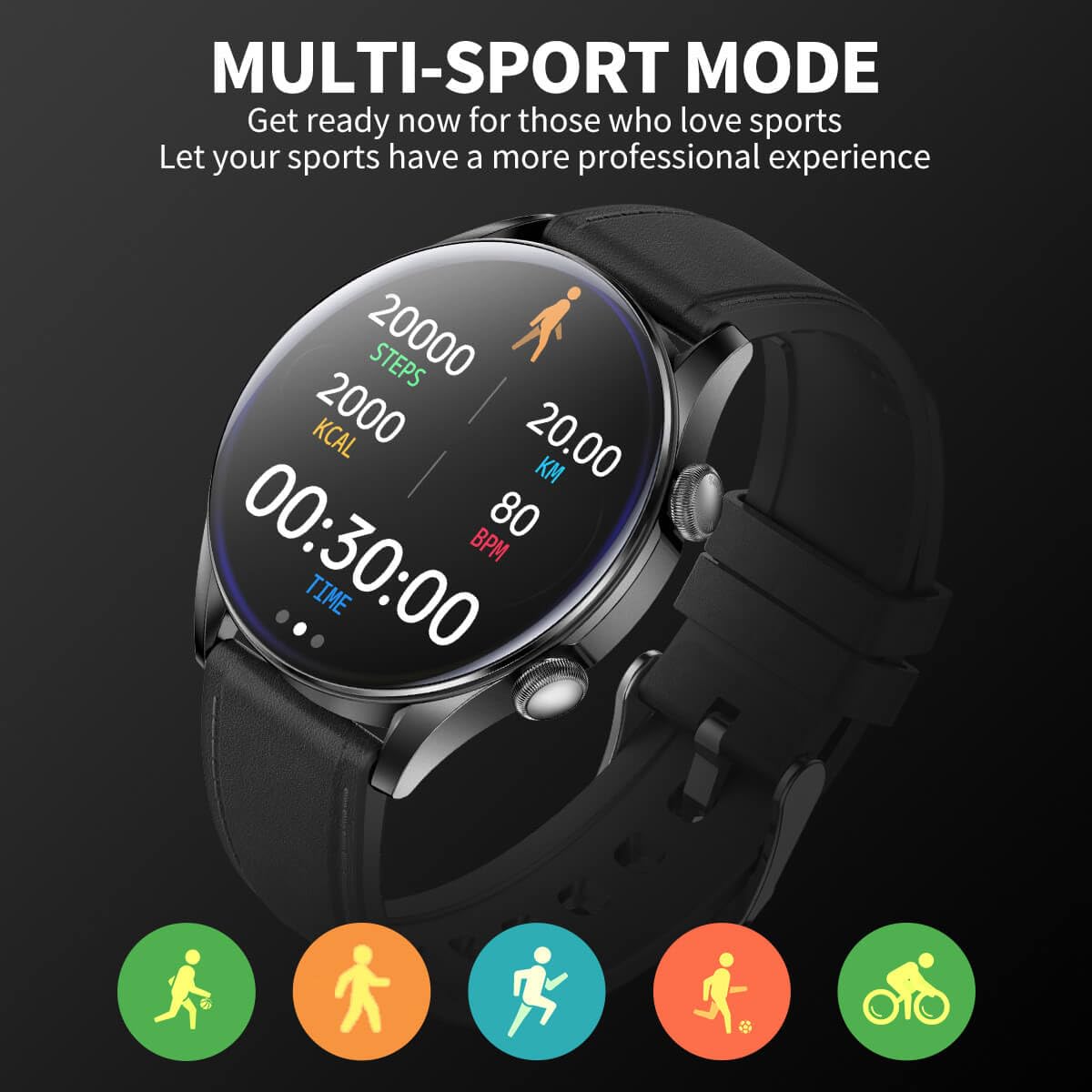 Booabei Smart Watch For Men Women,1.39 Round Smartwatch (Answer/Make Call), Blood Pressure/Heart Rate/Pedometer/Blood Oxygen/Sle