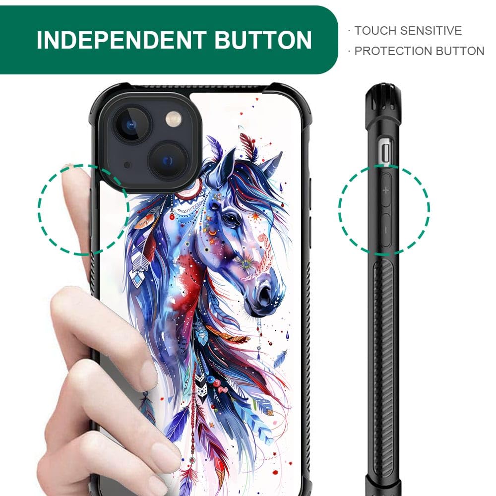 Carloca Compatible With Iphone 15 Case,Drawing Sketch Rainbow Horse Art Fashion Pattern Design For Girl Shockproof Anti-Scratch