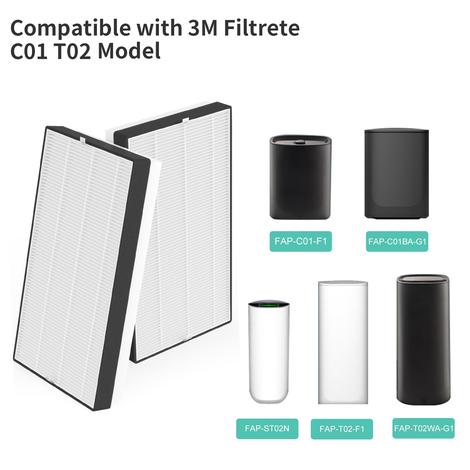 Xbww F1 Replacement Filter Compatible With 3M Filtrete Fap C01 F1, Fap T02 F1, Fap C01Ba G1, Fap T02Wa G1, Fap St02W And Fap St0