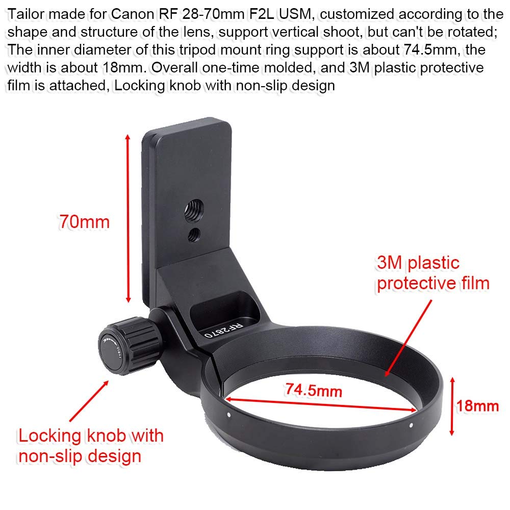 Ishoot Metal Tripod Mount Ring Lens Collar Compatible With Canon Rf 28 70Mm F/2L Usm, Lens Support Holder Bracket Bottom Is Arca