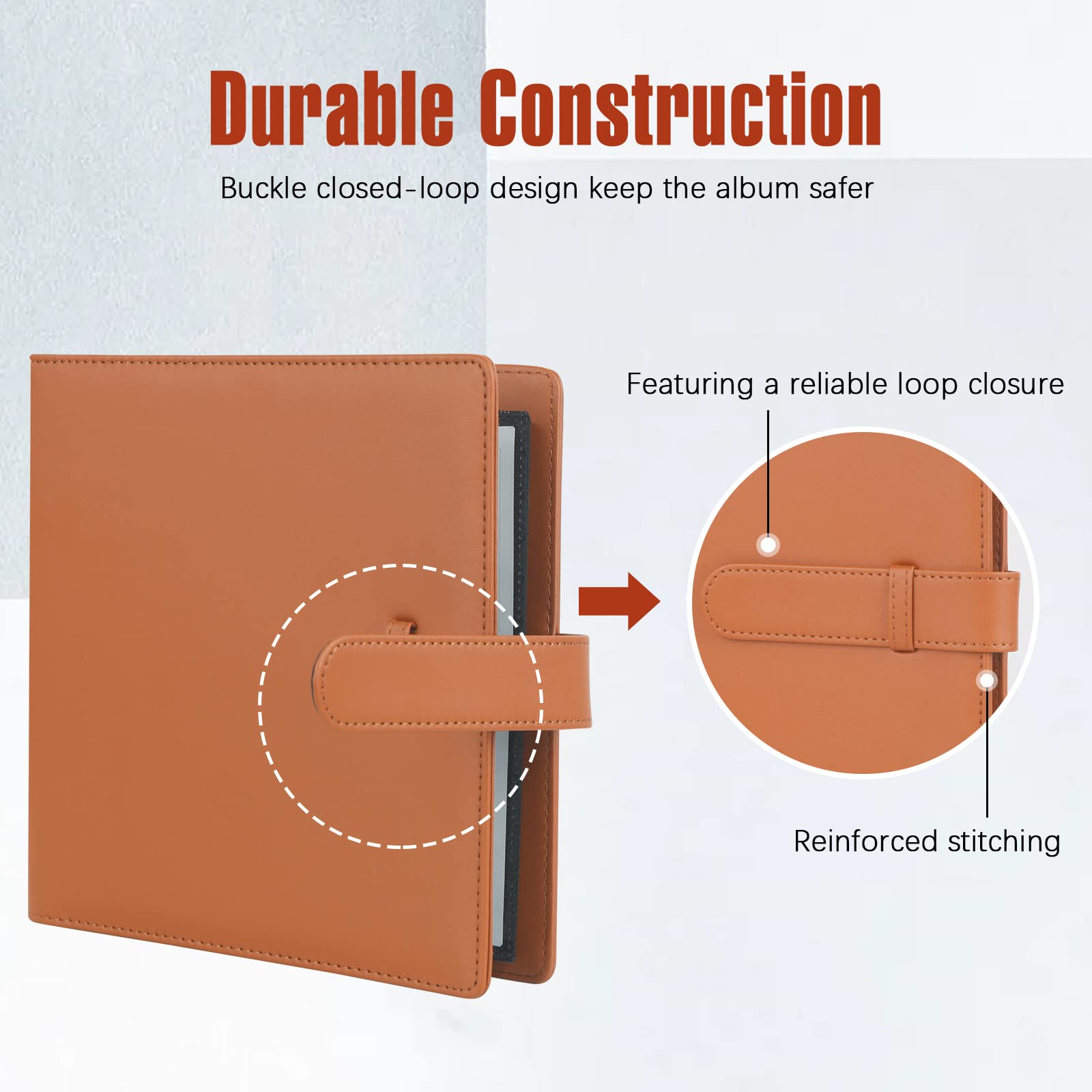 256 Pockets Photo Album For Fujifilm Instax Square Sq1 Sq6 Sq10 Sq20 Instant Camera, Fujifilm Instax Sp 3 Mobile Printer, Extra Large Picture Albums For Fujifilm Instax Square Instant Film (Brown)