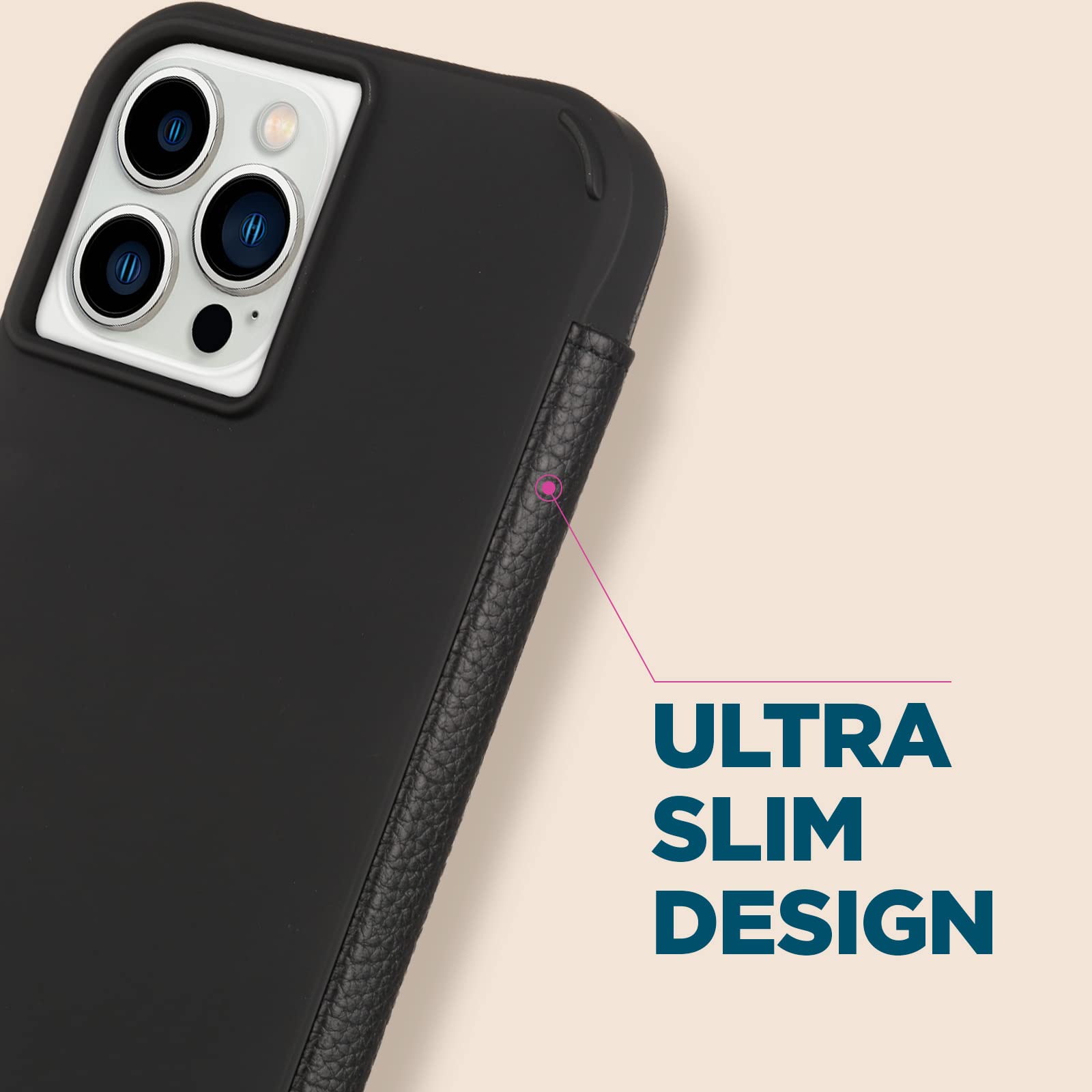 Case Mate Wallet Folio Iphone 13 Pro Case   Black [10Ft Drop Protection] [Compatible With Magsafe] Flip Folio Shockproof Cover M