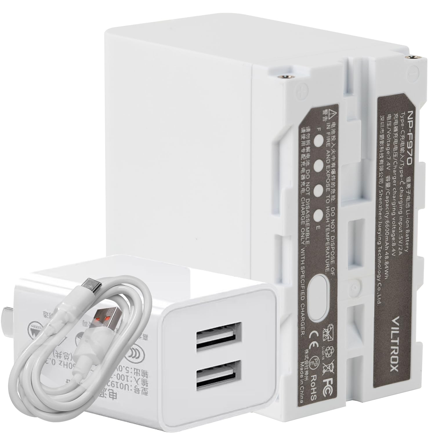 Viltrox Np F970 Battery 7.4V 6600Mah 48.84Wh, Np F970 Battery For Sony Camcorder For Ring Light And Video Light