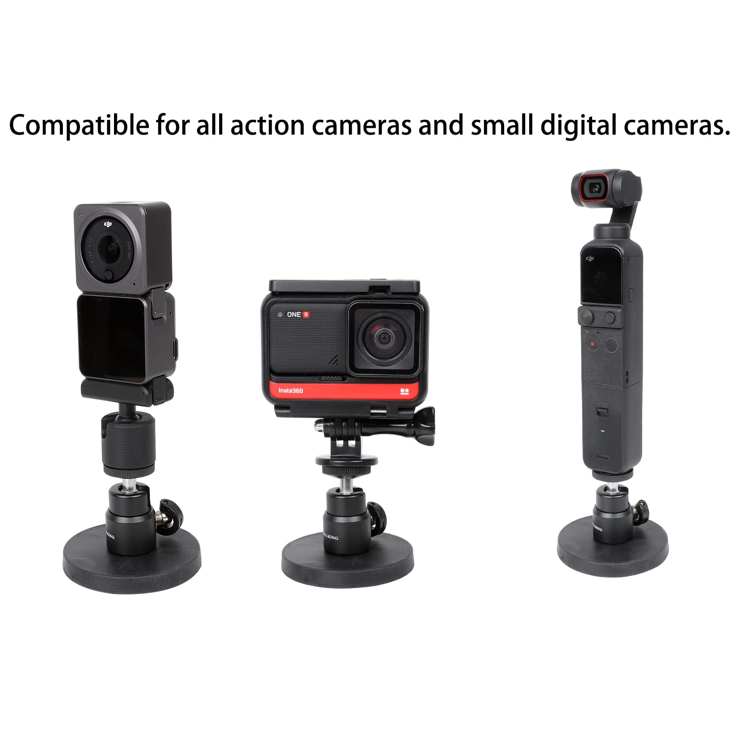 Pellking Magnet Camera Mount For Gopro Insta360 Akaso Dji Action,With Rotation Ball Head Super Strong Rubber Coating Neodymium Magnet For Car, Attaches To Steel Or Other Magnetic Surfaces