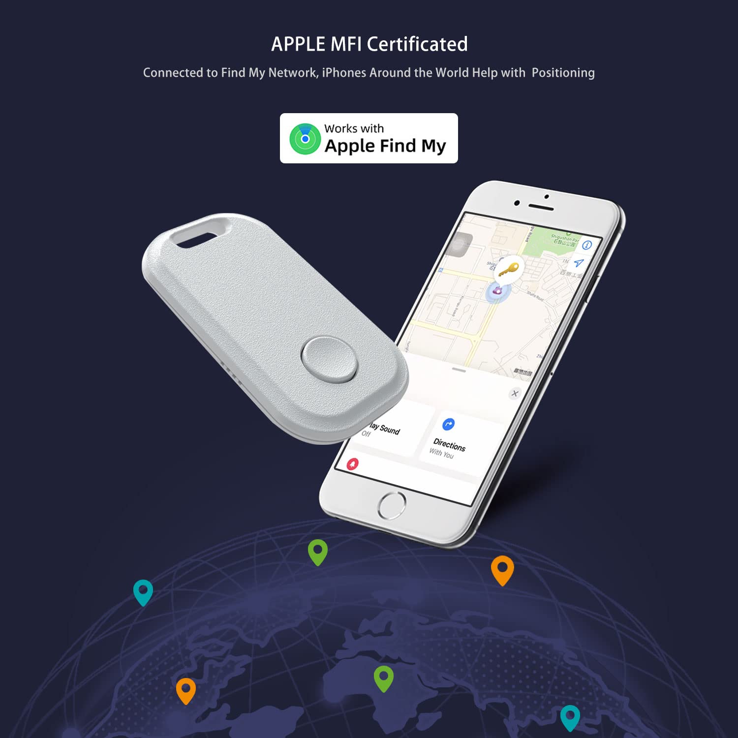 Aiyato 2 Pack Key Finder Smart Bluetooth Tracker Item Finder Work With Apple Find My Item Locator Anti-Lost Device For Keys, Bag