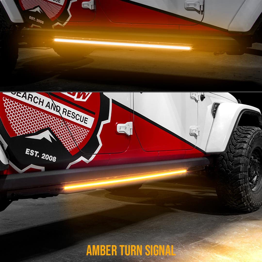 Xkglow Xk041022 2X48In White + Amber Jeep & Truck Running Board Light W/Turn Signal
