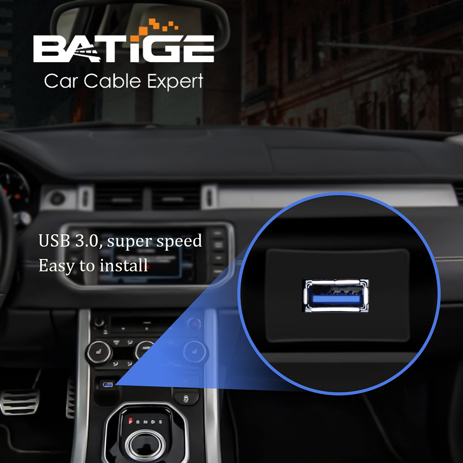 Batige Square Single Port Usb 3.0 Panel Flush Mount Extension Cable With Buckle For Car Truck Boat Motorcycle Dashboard 3Ft