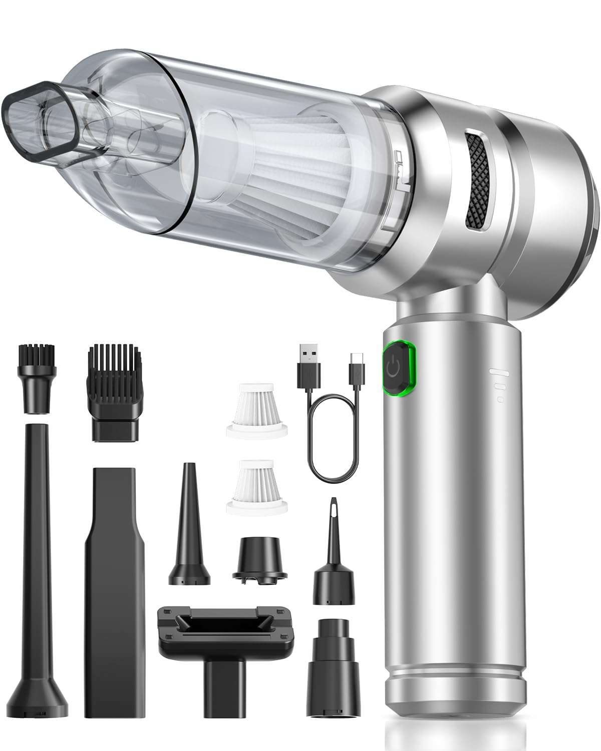 VNOST Car Vacuum,3 Suction Modes,Portable Mini Cordless Cleaner with 24000pa Suction Power,Type-C Charge,Handheld Vacuum for Hom