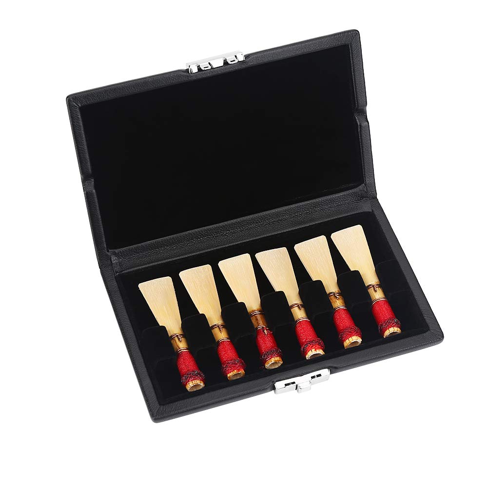 Reed Container,Bassoon Reeds Box,Bassoon Reed Case Box,Pu Leather Cover Black Bassoon Reed Container Box Case With Slots For 6Pc