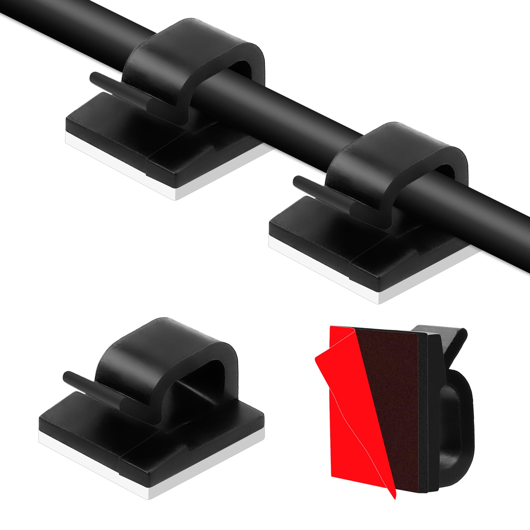 50 Pcs Cable Clamps, Adhesive Cable Clips, Cable Management Kit, Hooks For Outdoor String Lights, Cable Management Clips, Wire H