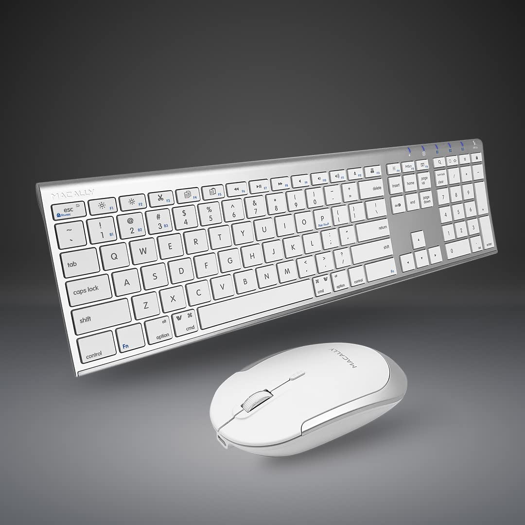 Macally Premium Bluetooth Keyboard and Mouse for Mac | Compatible Apple Wireless Keyboard and Mouse Combo (110 Keys MultiDevice