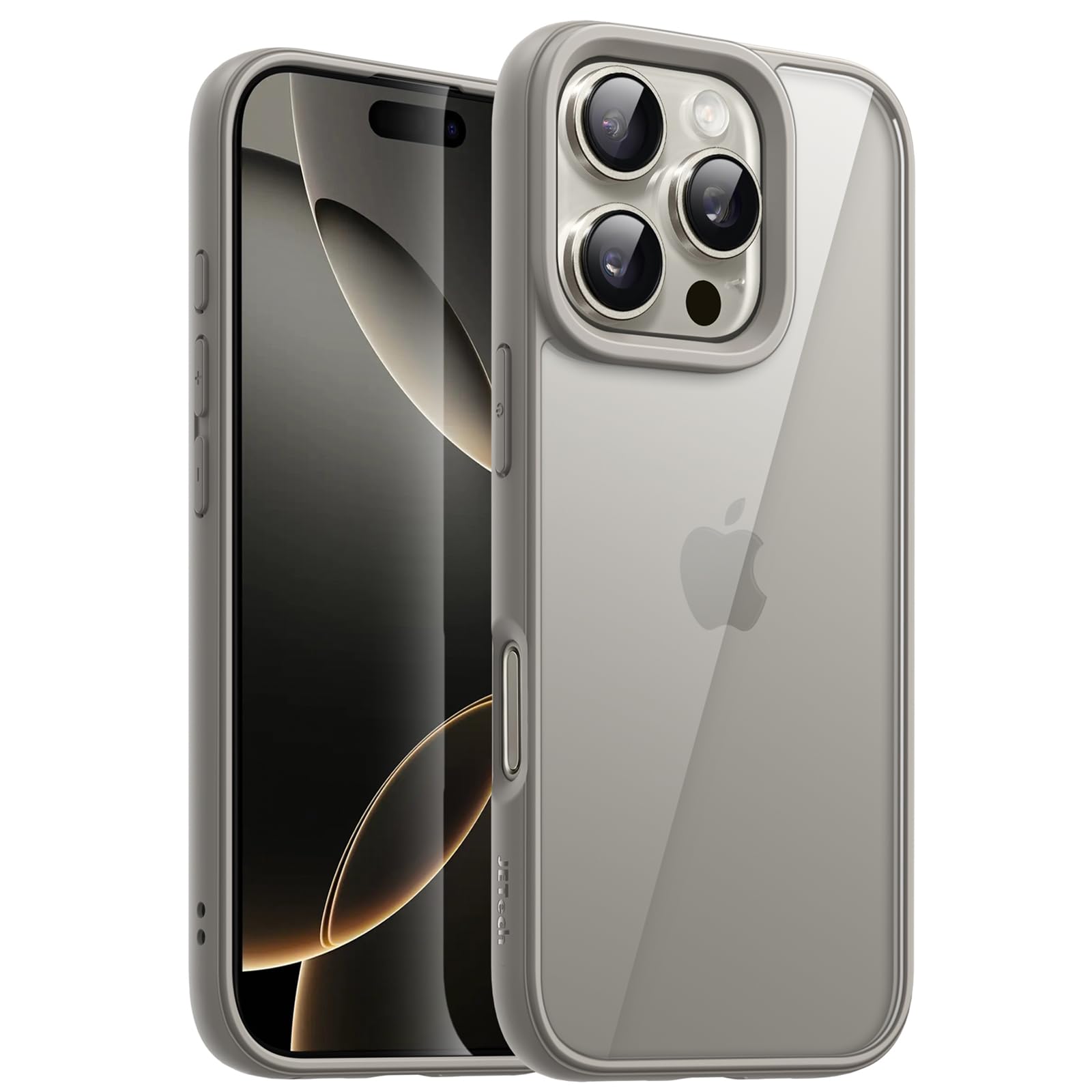 JETech Case for iPhone 16 Pro Max 6.9-Inch, Shockproof Phone Bumper Cover, Solid Color Matte TPU Frame, Anti-Scratch Clear Back 