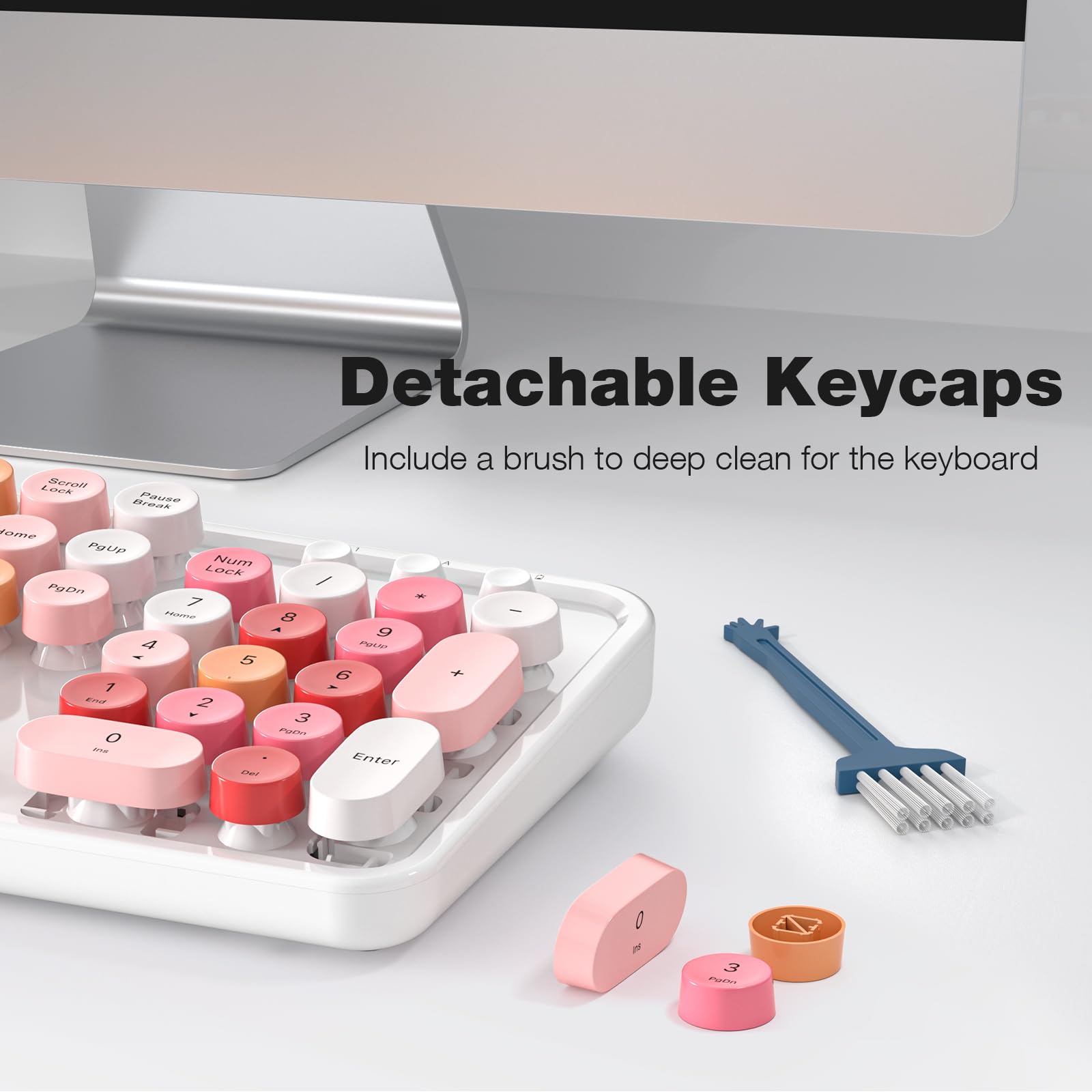 Mofii Wireless Keyboard And Mouse Combo,2.4Ghz Retro Full Size Wireless Keyboard With Number Pad And Cute Wireless Mouse For Com