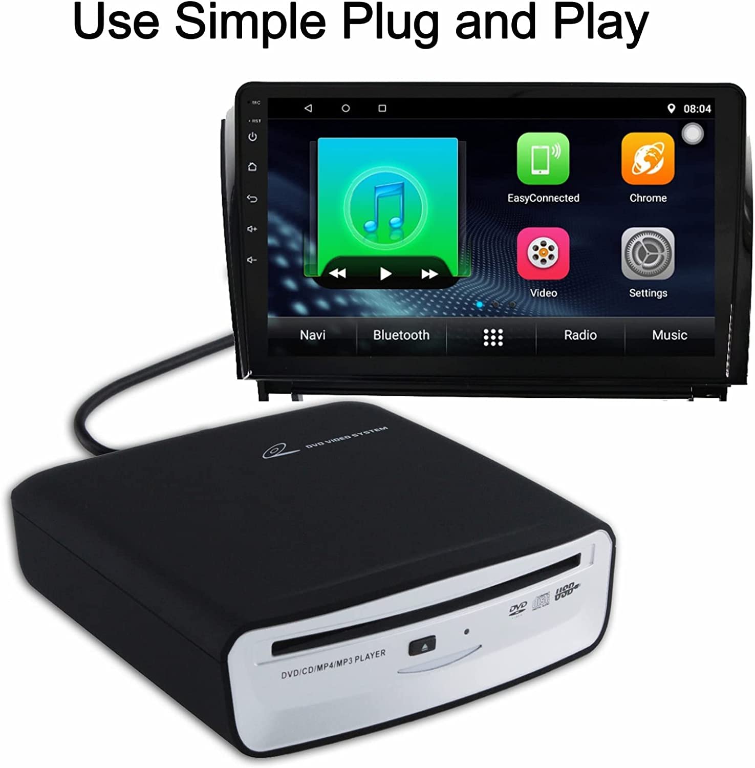 External Car Cd Player Machine Usb Vehicle Cd Player, External Usb Cd Player For Car Android Navigation-Plug And Play(Android Ve