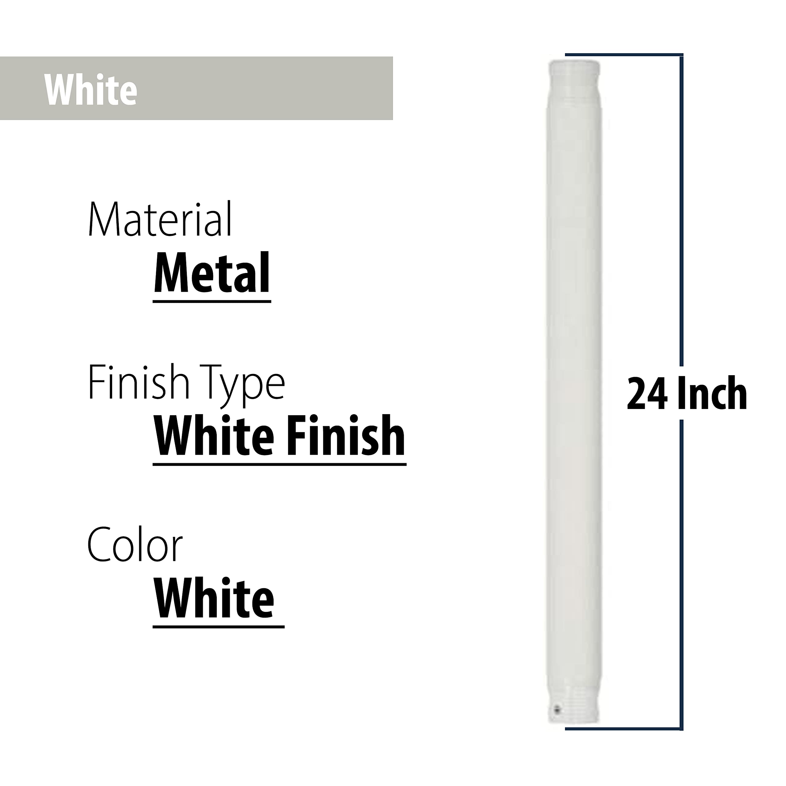 Ciata Ceiling Fan Extension Rod, Ceiling Fan Downrod, 24 Inch Long Extension Downrod For Ceiling Fans, 3/4    Inside Diameter Wi