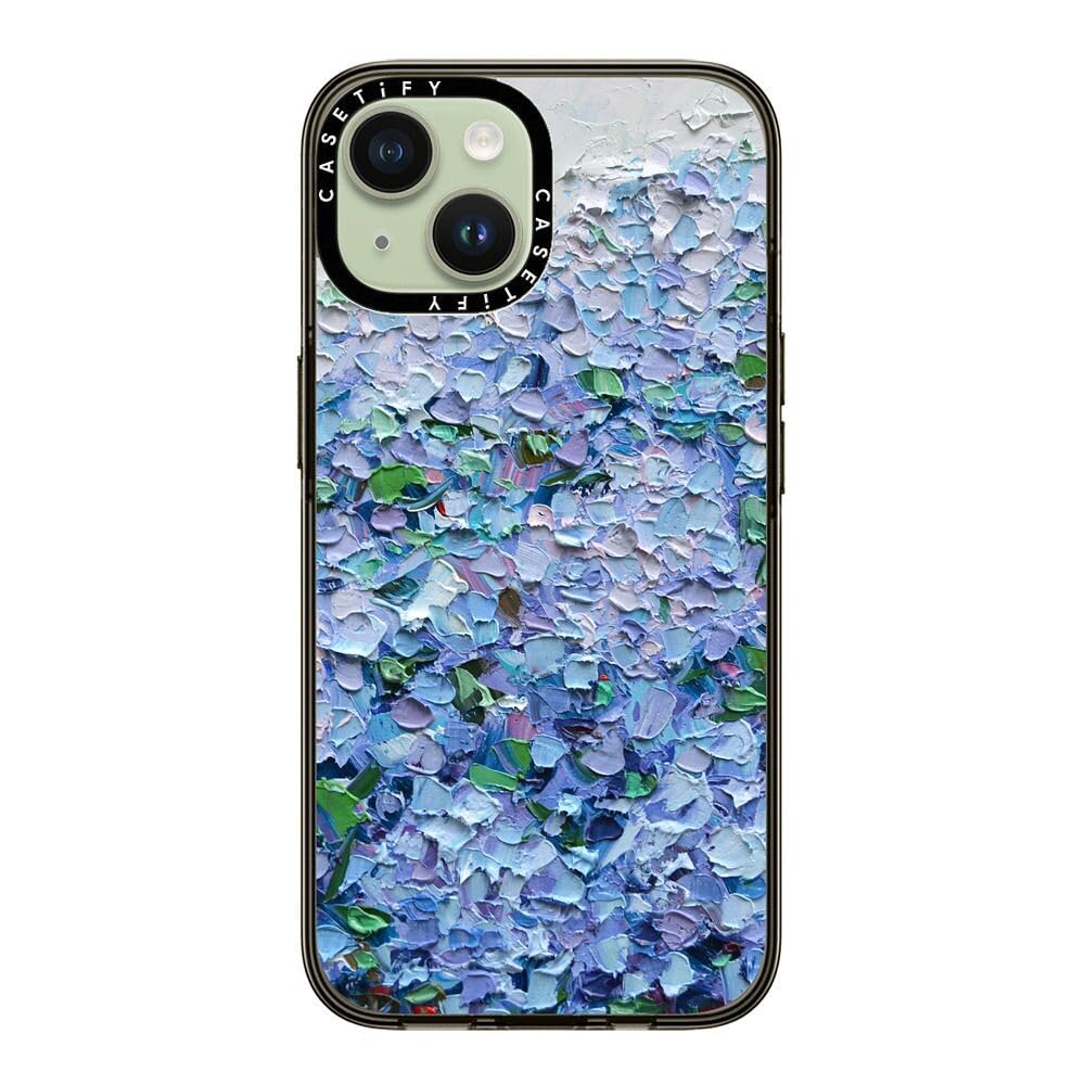 Casetify Compact Case For Iphone 15 [2X Military Grade Drop Tested / 4Ft Drop Protection]   Nantucket Blue Hydrangeas   Clear Bl