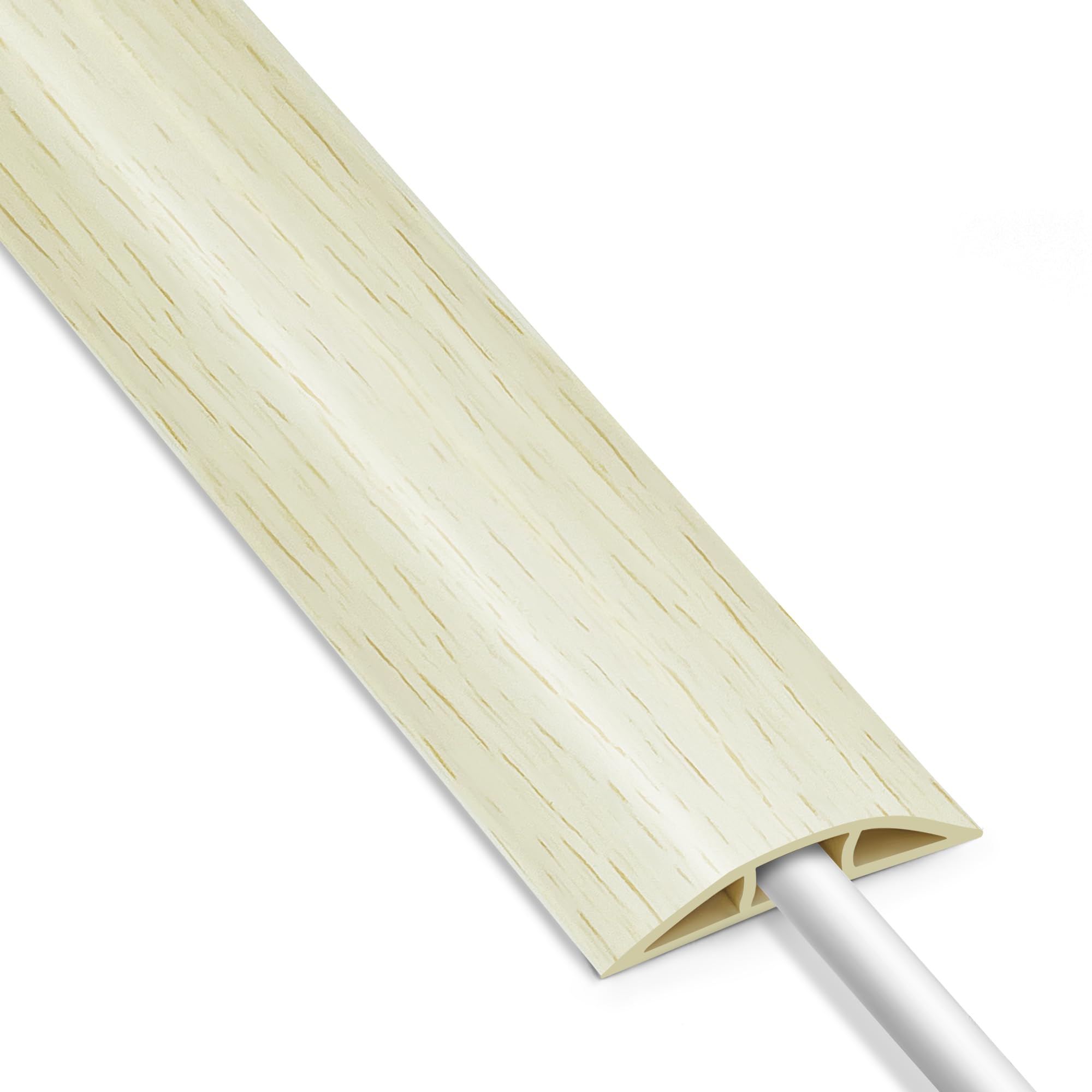 Floor Cord Cover 4Ft, Soft Pvc Cord Protector Floor, Wood Beige Cord Hider Floor, Hide Extension Floor Wire Covers For Cords, Or