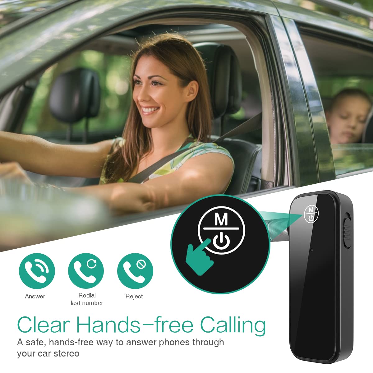 Oria Bluetooth Receiver For Car, Bluetooth Aux Adapter, 2 In 1 Wireless Bluetooth Transmitter Receiver With Dual Device Modes Co