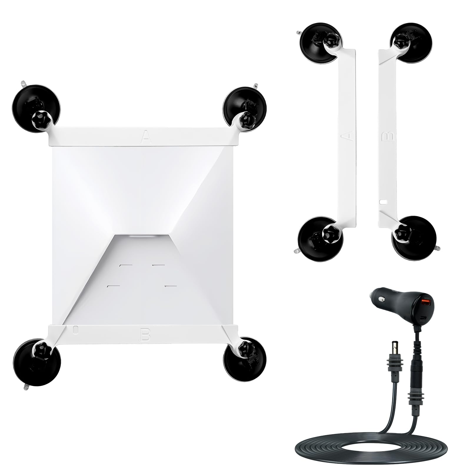 Starlink Mini Car Mounting Kit,Powerful Four Suction Cups Ensure Stable Signal Reception,Featuring A 9.84Ft Cable And Charger He