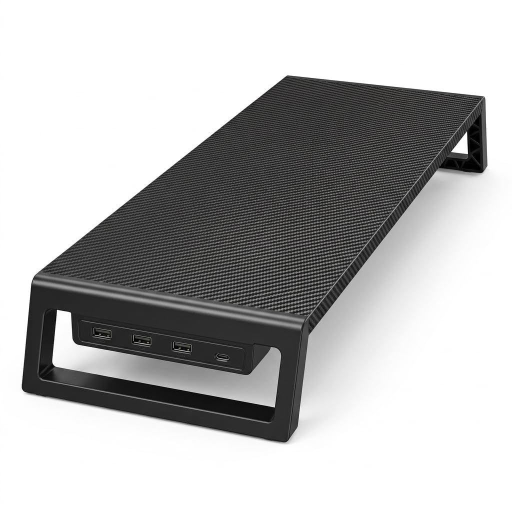 Fayquaze Monitor Stand Riser with USB Hub, Ergonomic Laptop Stand, Desk Organizer for Computer