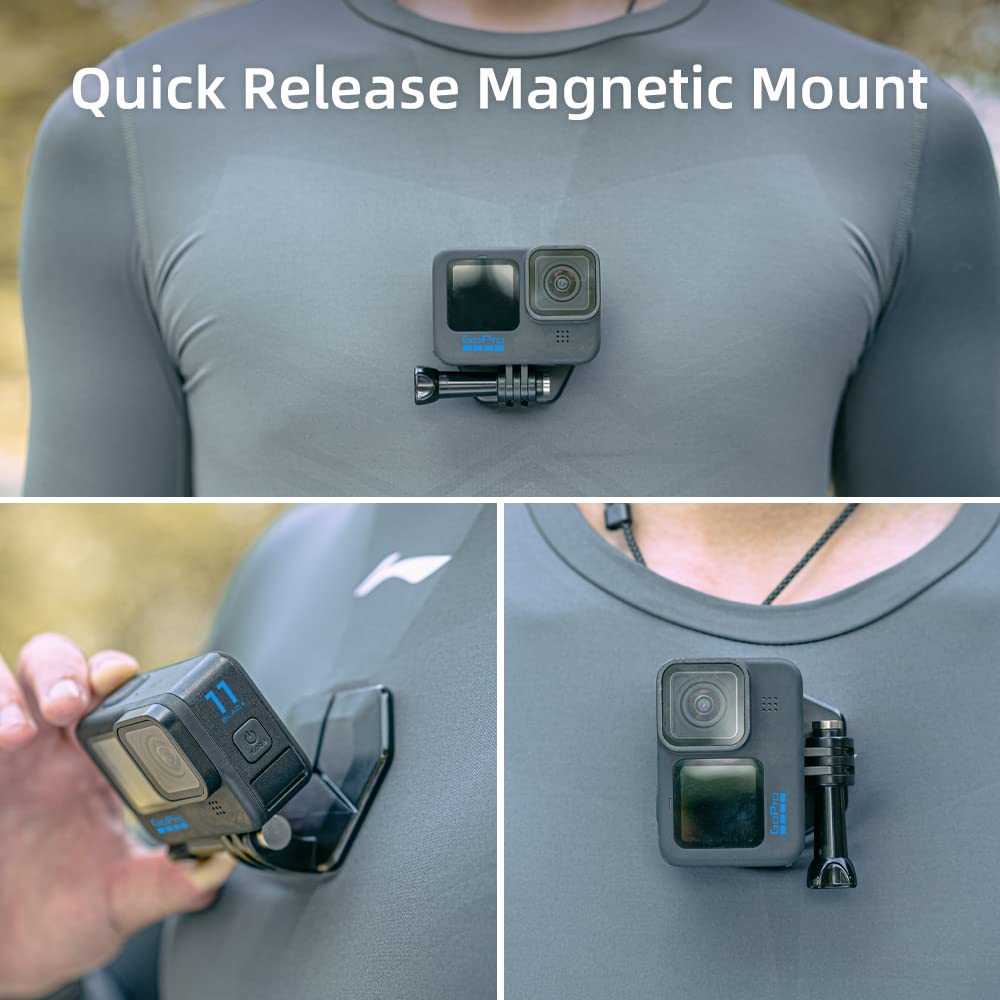 Skezn Magnetic Chest Mount Compatible With Gopro Hero 13/12/11/10/9/8 Black, Dji Osmo Action 5 Pro/4/3/2, Akaso, Insta360 And More